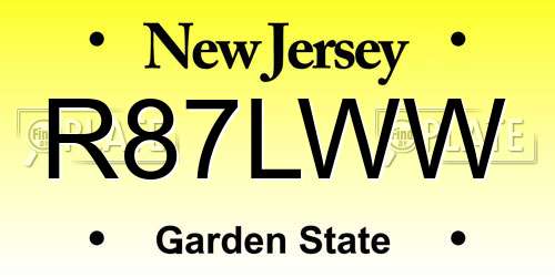 R87LWW New Jersey License Plate