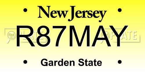 R87MAY New Jersey License Plate