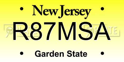 R87MSA New Jersey License Plate
