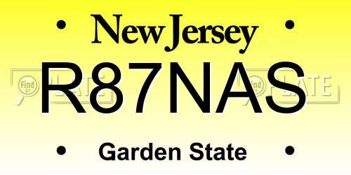 R87NAS New Jersey License Plate