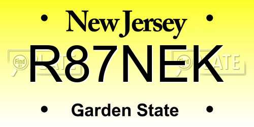 R87NEK New Jersey License Plate