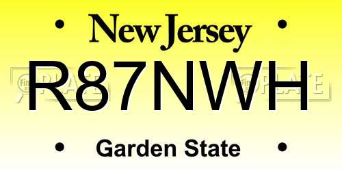 R87NWH New Jersey License Plate