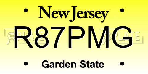 R87PMG New Jersey License Plate
