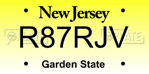 R87RJV New Jersey License Plate