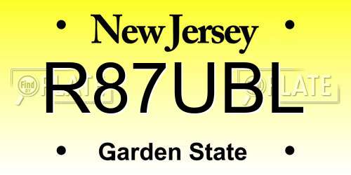 R87UBL New Jersey License Plate