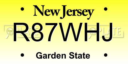 R87WHJ New Jersey License Plate