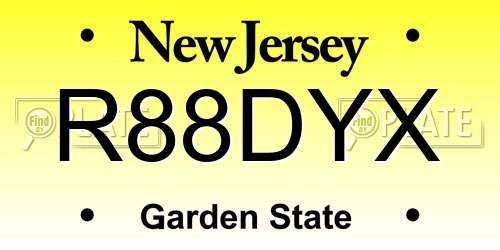 R88DYX New Jersey License Plate