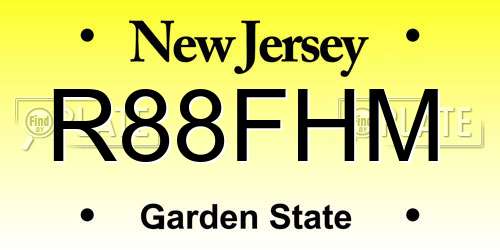 R88FHM New Jersey License Plate