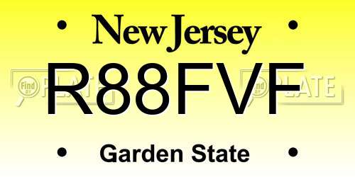 R88FVF New Jersey License Plate