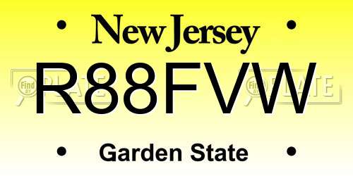 R88FVW New Jersey License Plate