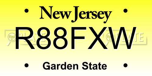 R88FXW New Jersey License Plate
