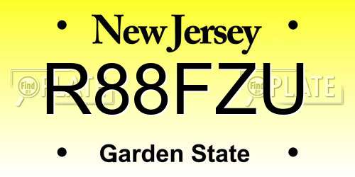 R88FZU New Jersey License Plate