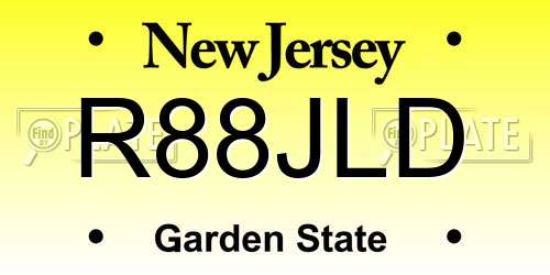 R88JLD New Jersey License Plate