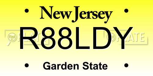 R88LDY New Jersey License Plate