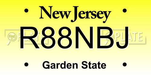 R88NBJ New Jersey License Plate
