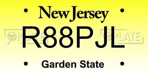 R88PJL New Jersey License Plate