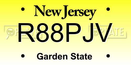 R88PJV New Jersey License Plate