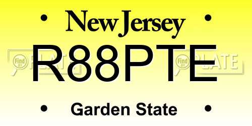 R88PTE New Jersey License Plate