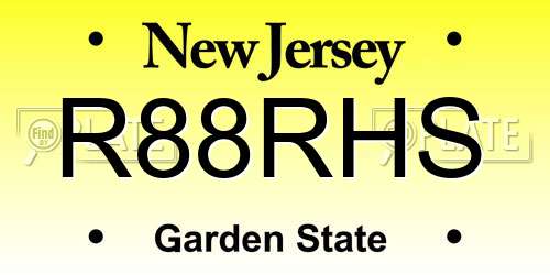R88RHS New Jersey License Plate