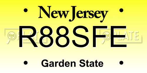 R88SFE New Jersey License Plate