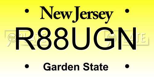 R88UGN New Jersey License Plate
