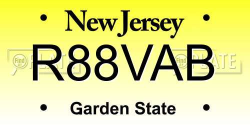 R88VAB New Jersey License Plate