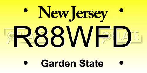 R88WFD New Jersey License Plate