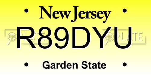 R89DYU New Jersey License Plate