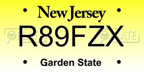 R89FZX New Jersey License Plate