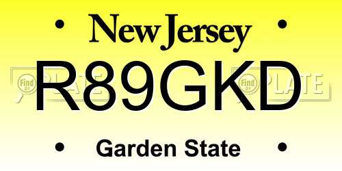 R89GKD New Jersey License Plate