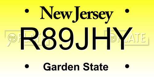 R89JHY New Jersey License Plate