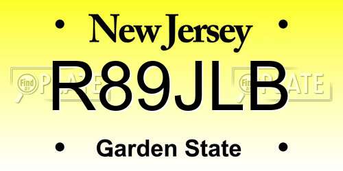 R89JLB New Jersey License Plate