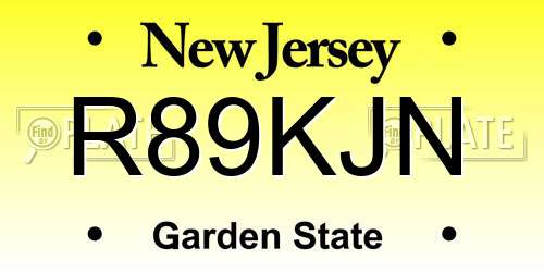 R89KJN New Jersey License Plate