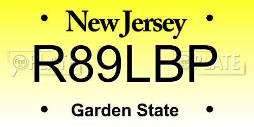 R89LBP New Jersey License Plate