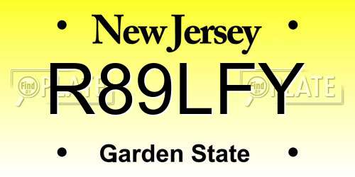 R89LFY New Jersey License Plate