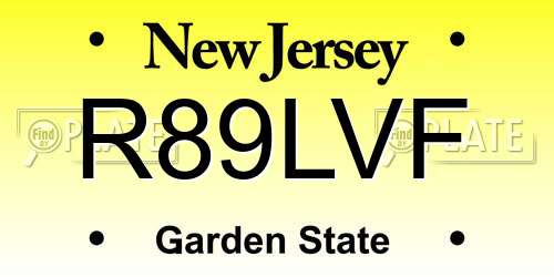 R89LVF New Jersey License Plate