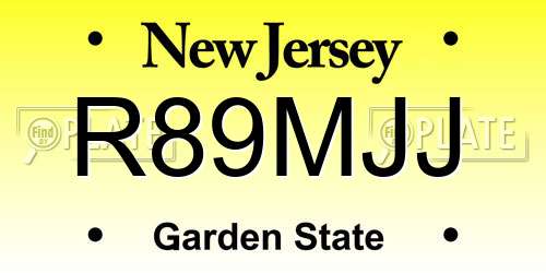 R89MJJ New Jersey License Plate