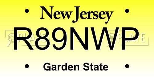 R89NWP New Jersey License Plate