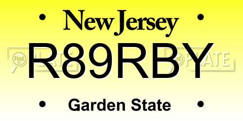 R89RBY New Jersey License Plate