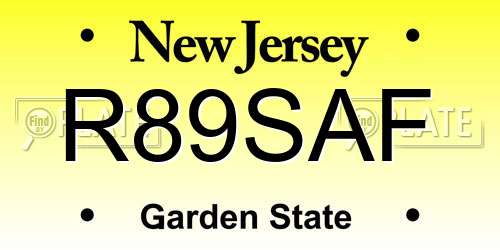 R89SAF New Jersey License Plate