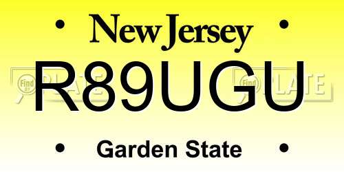 R89UGU New Jersey License Plate