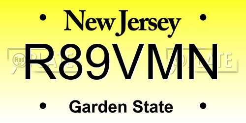 R89VMN New Jersey License Plate
