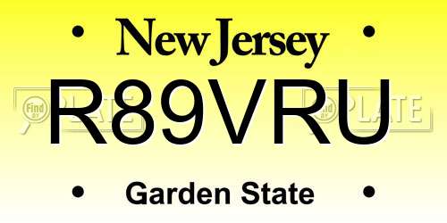 R89VRU New Jersey License Plate