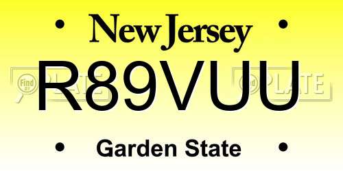 R89VUU New Jersey License Plate