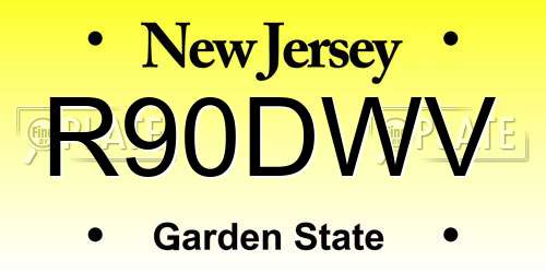 R90DWV New Jersey License Plate