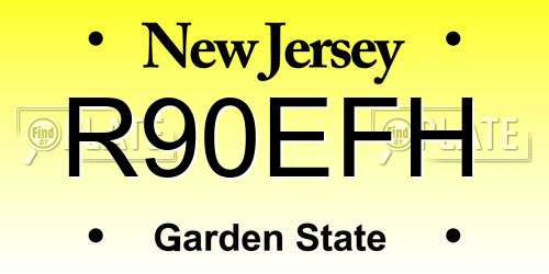 R90EFH New Jersey License Plate