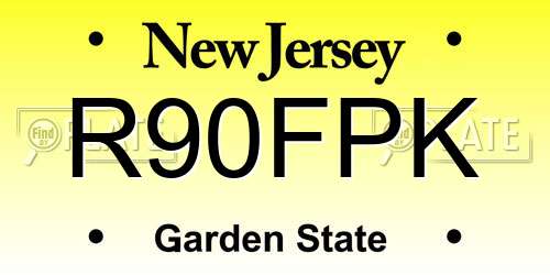 R90FPK New Jersey License Plate