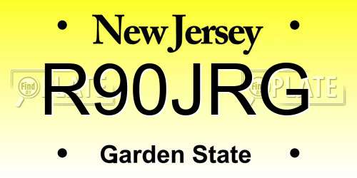 R90JRG New Jersey License Plate