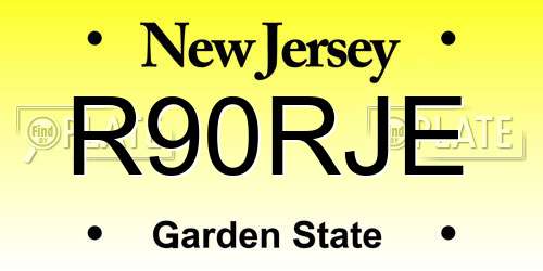 R90RJE New Jersey License Plate