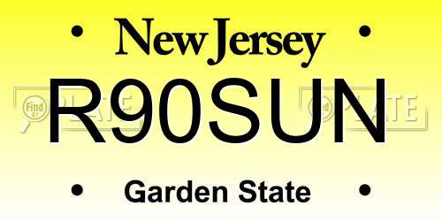 R90SUN New Jersey License Plate
